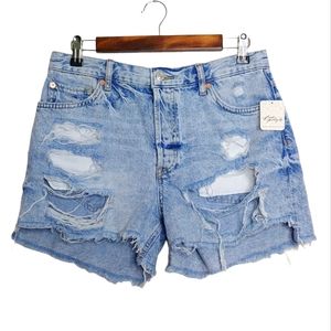 We the Free High Waist Distressed Jean Shorts with Frayed Hem Size 27 New w Tags